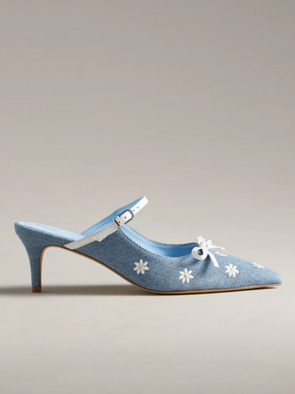 Anthropologie Maeve Bow Kitten Heel Mules